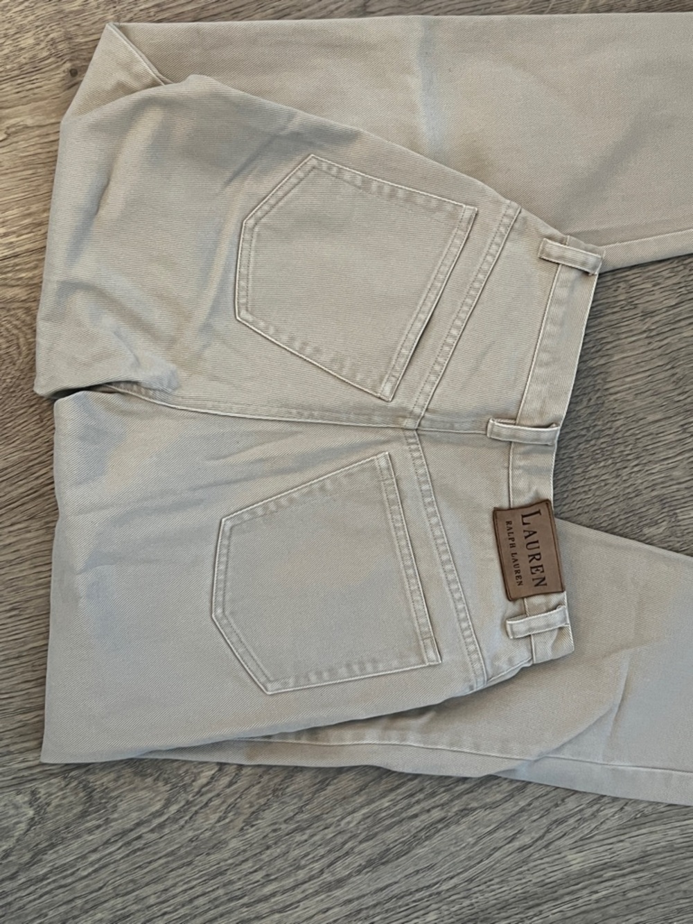 Ralph Lauren Petite Khaki/Tan Zip-Front 100% Cotton Pants